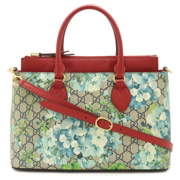 12430735 1 Gucci GG Blooms 2way Shoulder Bag Floral Leather Beige Blue