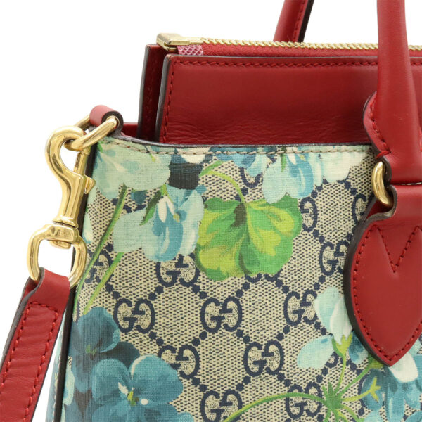 12430735 8 Gucci GG Blooms 2way Shoulder Bag Floral Leather Beige Blue