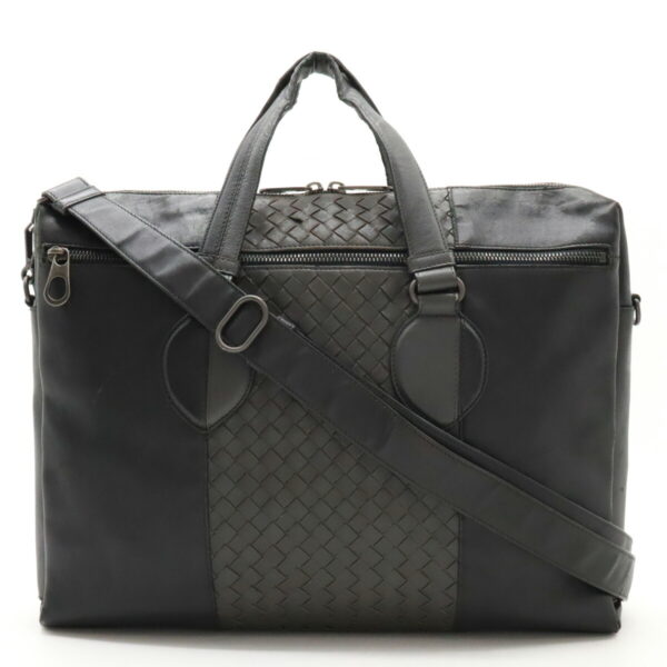 12430811 1 Bottega Veneta Intrecciato Shoulder Leather Black Gray