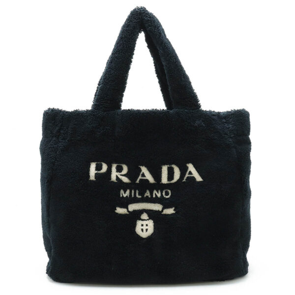 12430866 1 Prada Terry Tote Bag Spunya Nero Black Bianco White