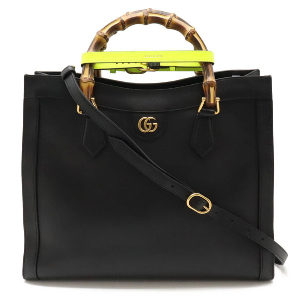 12430921 1 Gucci Diana Bamboo Top Handle Bag 2way Leather Black