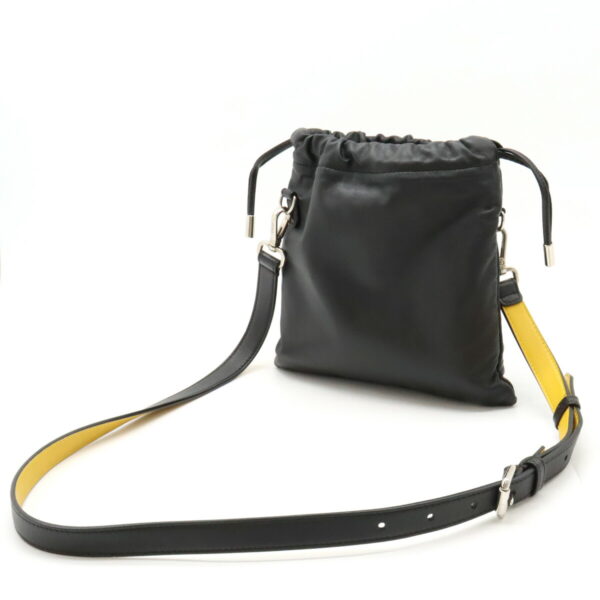 12430930 2 Fendi Logo Small Pouch Shoulder Bag Leather Black