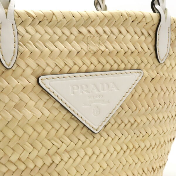 12430938 7 Prada Woven Palm Tote Bag Straw Leather Natural White