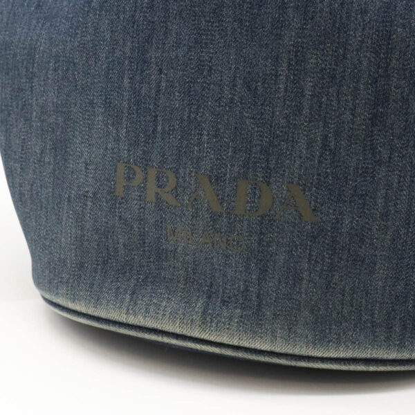 12440088 8 Prada Denim Tote Bag Leather Blue Khaki