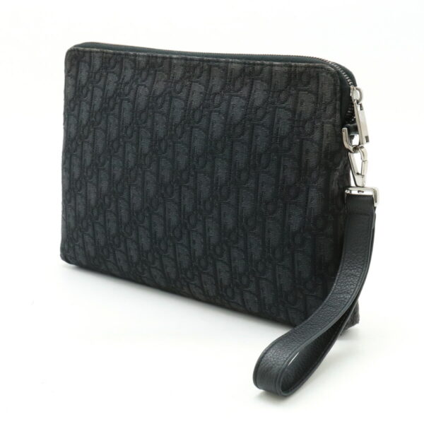 12440143 2 Christian Dior Oblique Jacquard Pouch Leather Black