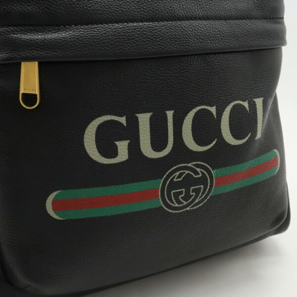 12440147 9 Gucci Logo Print Backpack Leather Black