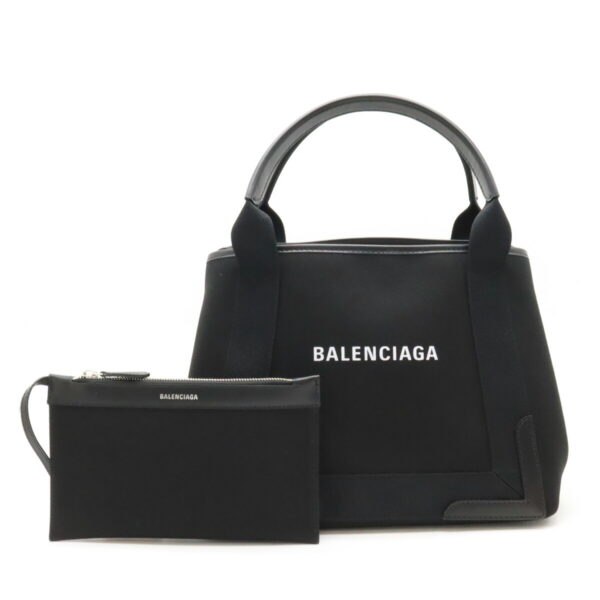 12440189 1 Balenciaga Navy Cabas Logo Tote Bag Leather Black