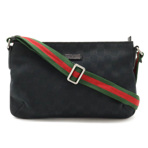 12440245 1 Gucci GG Shelly Line Pochette Leather Black Green Red