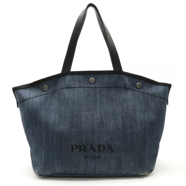 12440678 1 Prada Tote Bag Denim Leather Blue Black