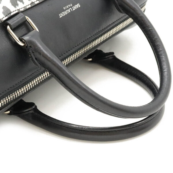 12440825 4 Saint Laurent Baby Duffle Handbag Leather Black White