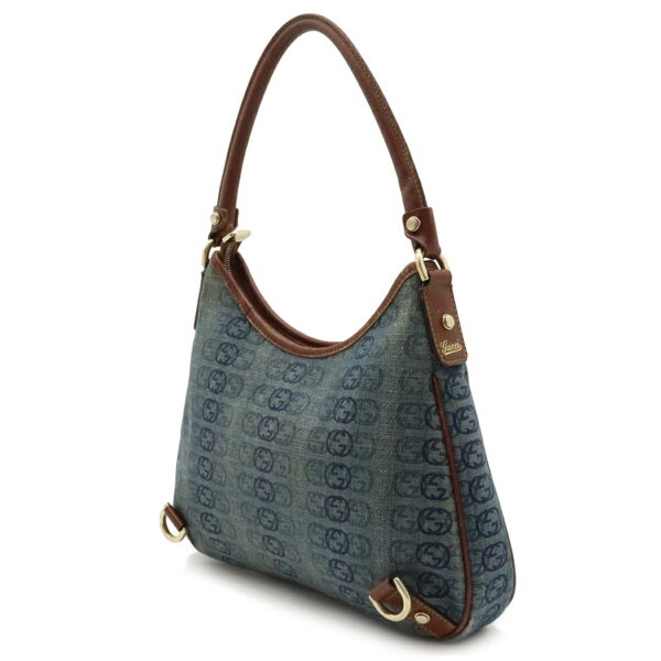 12440896 2 Gucci Interlocking G Denim Shoulder Bag Blue Brown