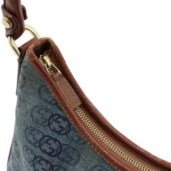 12440896 5 Gucci Interlocking G Denim Shoulder Bag Blue Brown