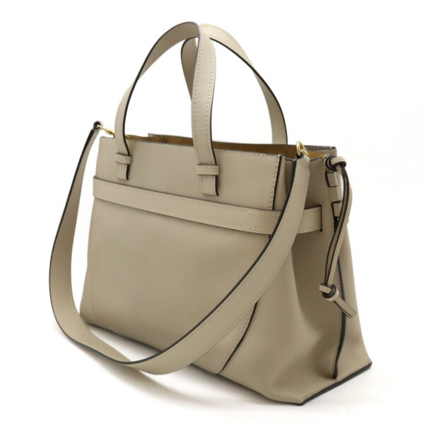 12450204 2 Loewe Anagram Gate Top Handle Bag 2way Leather Light Beige