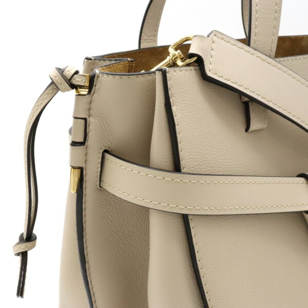 12450204 7 Loewe Anagram Gate Top Handle Bag 2way Leather Light Beige