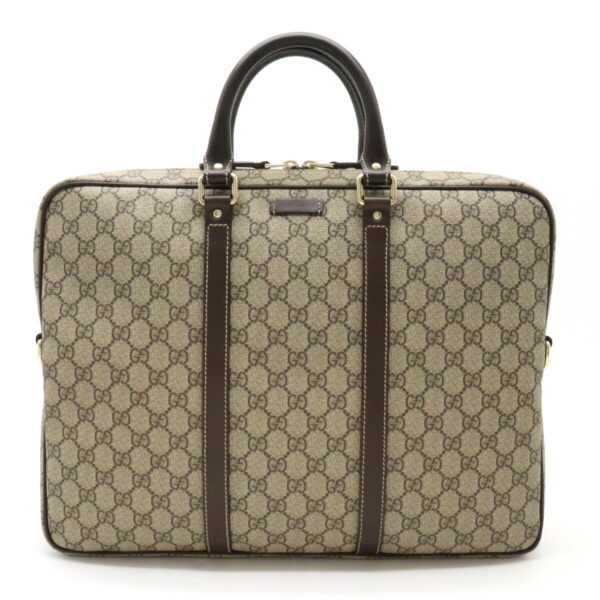 12450246 1 Gucci GG Supreme Briefcase Leather Beige Brown