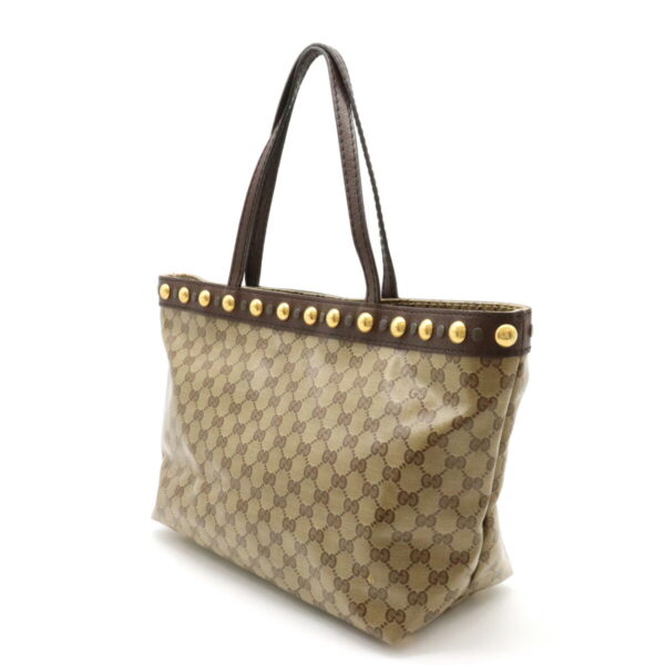 12450291 2 Gucci GG Crystal Tote Bag Leather Khaki Brown