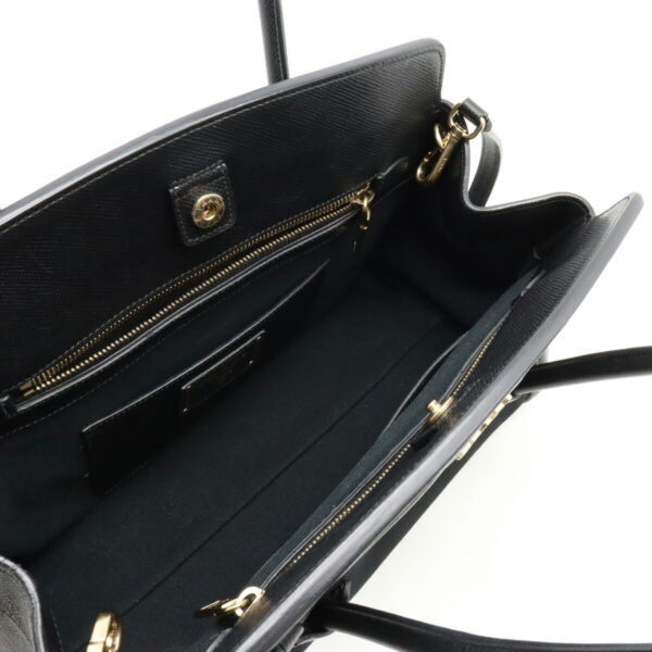 12450374 5 Prada Handbag Tote Bag 2WAY Canvas Leather Nero Black