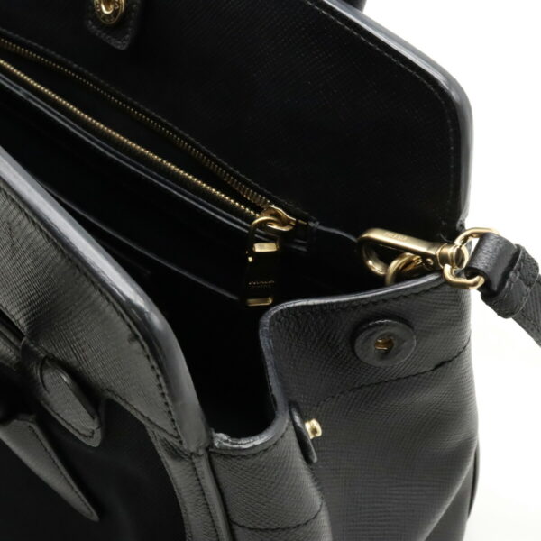 12450374 6 Prada Handbag Tote Bag 2WAY Canvas Leather Nero Black