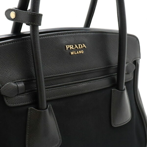 12450374 7 Prada Handbag Tote Bag 2WAY Canvas Leather Nero Black