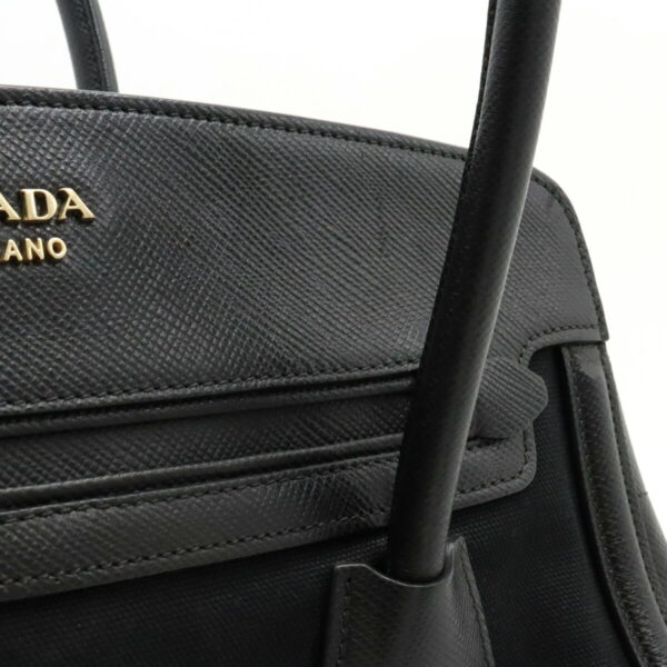 12450374 8 Prada Handbag Tote Bag 2WAY Canvas Leather Nero Black