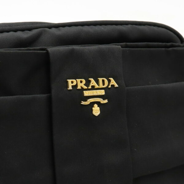 12450377 8 Prada Motif Shoulder Bag 2WAY Clutch Bag Nylon Leather Nero Black