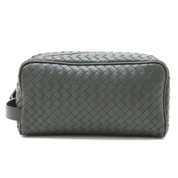 12450608 1 Bottega Veneta Intrecciato Clutch Calf Leather Dark Gray