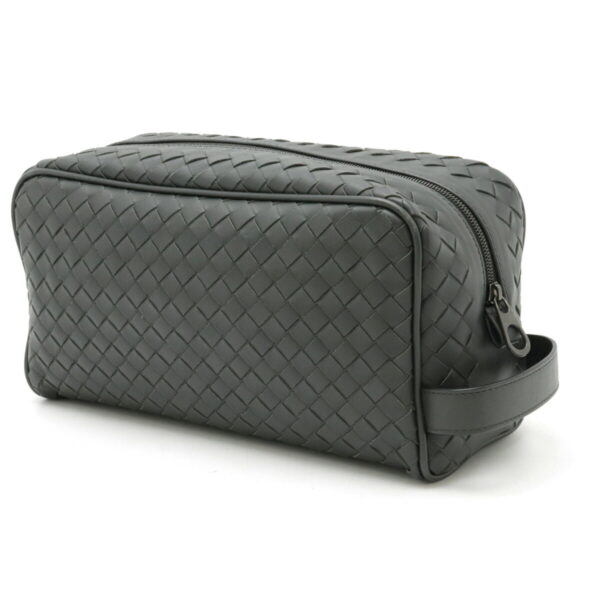 12450608 2 Bottega Veneta Intrecciato Clutch Calf Leather Dark Gray