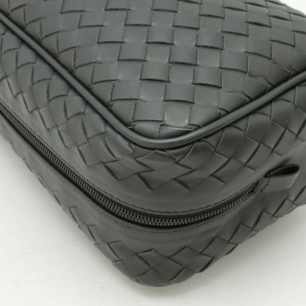 12450608 3 Bottega Veneta Intrecciato Clutch Calf Leather Dark Gray