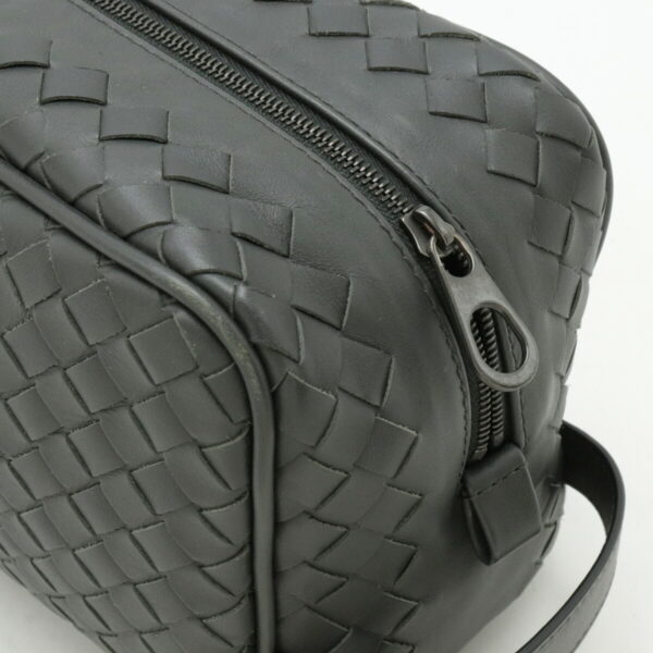 12450608 4 Bottega Veneta Intrecciato Clutch Calf Leather Dark Gray