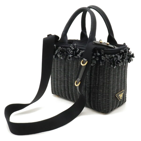 12450755 2 Prada Wicker Basket Bag Canvas Nero Black