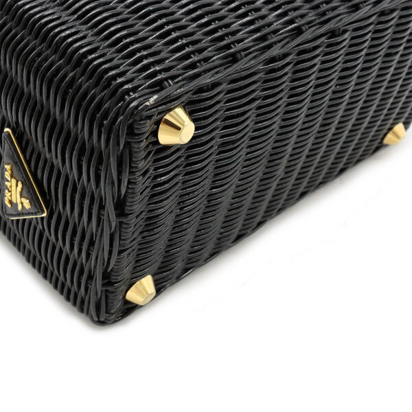 12450755 3 Prada Wicker Basket Bag Canvas Nero Black