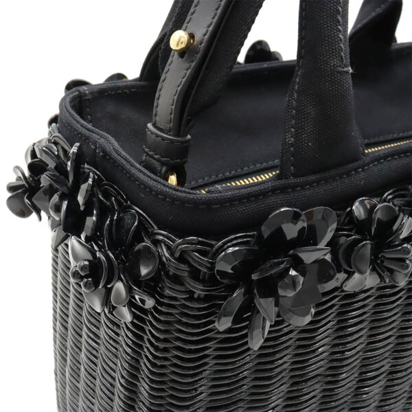 12450755 7 Prada Wicker Basket Bag Canvas Nero Black