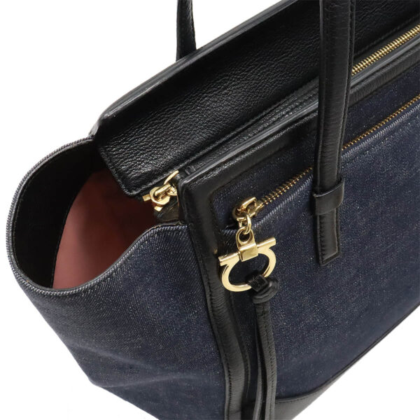 12450810 5 Salvatore Ferragamo Amy Tote Bag Denim Leather Navy