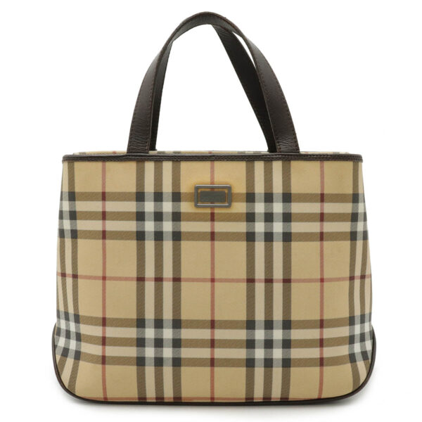 12460322 1 Burberry Nova Check Tote Bag Leather Beige