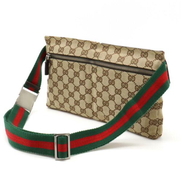 12460351 2 Gucci GG Waist Pouch Leather Khaki Brown