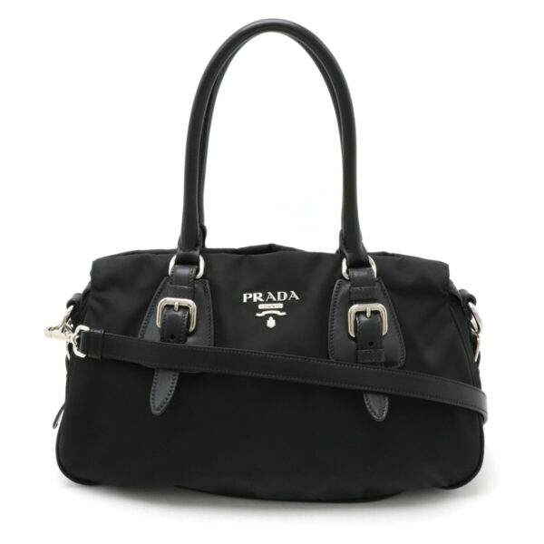 12460370 1 Prada Handbag Tote Bag Nylon Leather Nero Black