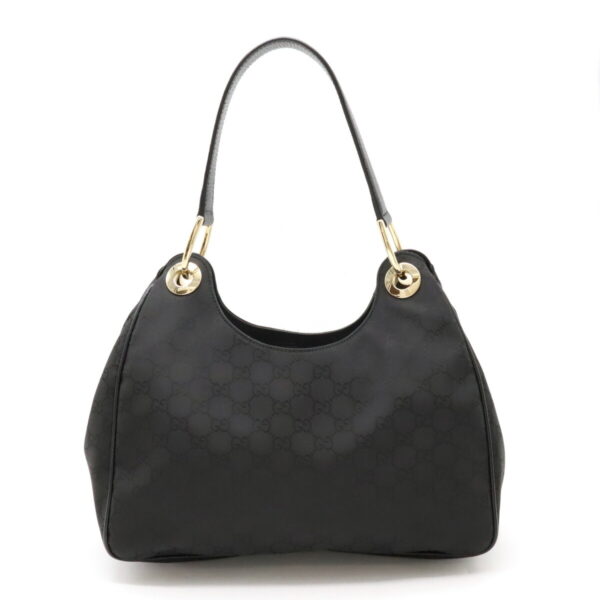 12460371 1 Gucci GG Nylon Shoulder Bag Leather Black