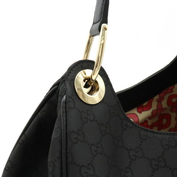 12460371 5 Gucci GG Nylon Shoulder Bag Leather Black