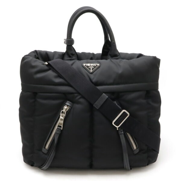 12460670 1 Prada Tessuto Bomber Tote Bag Nylon Leather Nero Black