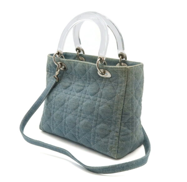 12460894 2 Christian Dior Lady Dior Cannage Handbag 2WAY Denim Blue