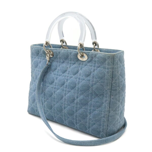 12460925 2 Christian Dior Lady Dior Cannage Handbag 2WAY Denim Blue