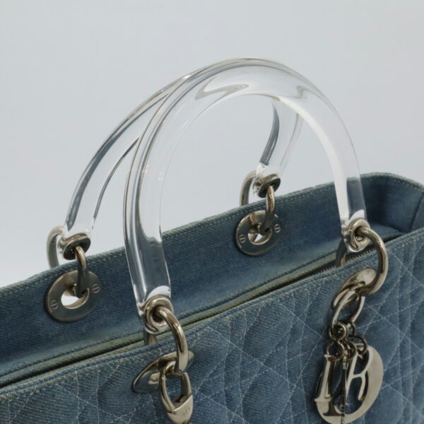 12460925 4 Christian Dior Lady Dior Cannage Handbag 2WAY Denim Blue