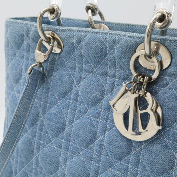 12460925 8 Christian Dior Lady Dior Cannage Handbag 2WAY Denim Blue