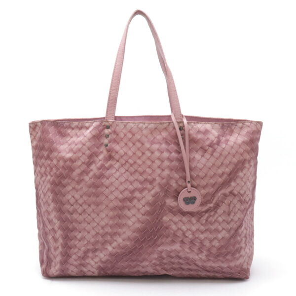 12461063 1 Bottega Veneta Intreccio Lusion Tote Nylon Dusty Pink