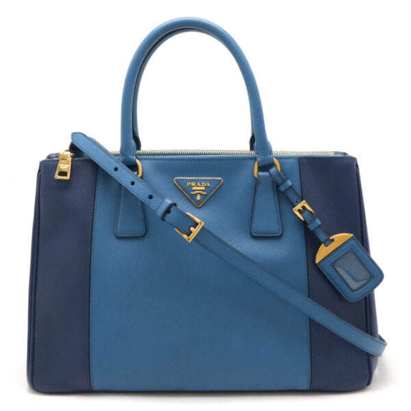 12461083 1 Prada Galleria Tote Bag 2WAY Leather Bicolor Blue Blue