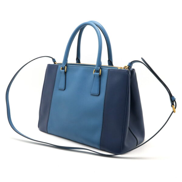 12461083 2 Prada Galleria Tote Bag 2WAY Leather Bicolor Blue Blue