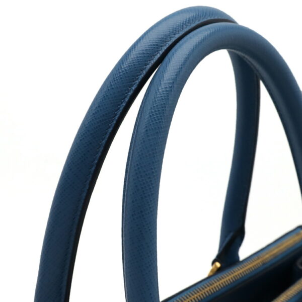 12461083 5 Prada Galleria Tote Bag 2WAY Leather Bicolor Blue Blue