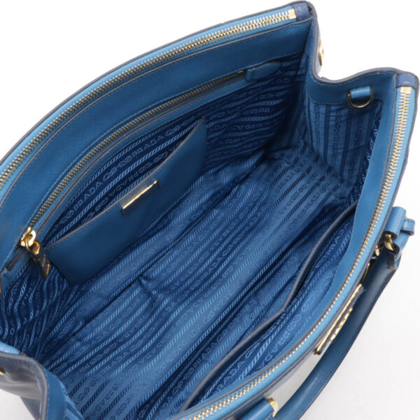 12461083 8 Prada Galleria Tote Bag 2WAY Leather Bicolor Blue Blue