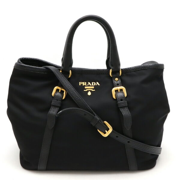 12461087 1 Prada Tote Bag Nylon Leather Nero Black