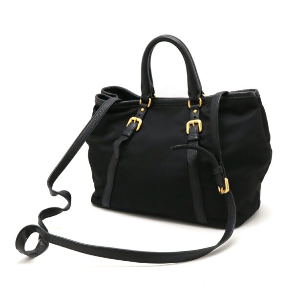 12461087 2 Prada Tote Bag Nylon Leather Nero Black